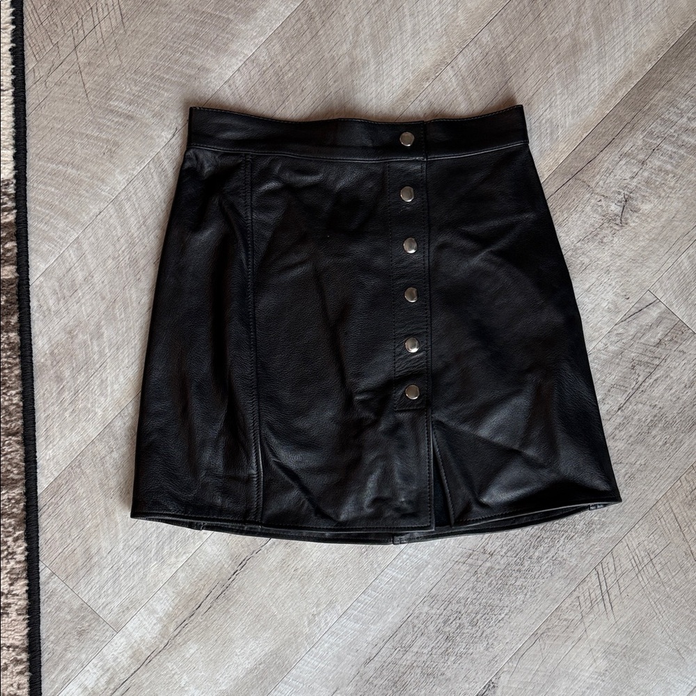 Sleek Black Button-Up Mini Skirt